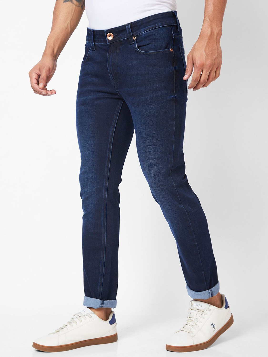 Image of Spykar Slim Men Dark Blue Jeans
