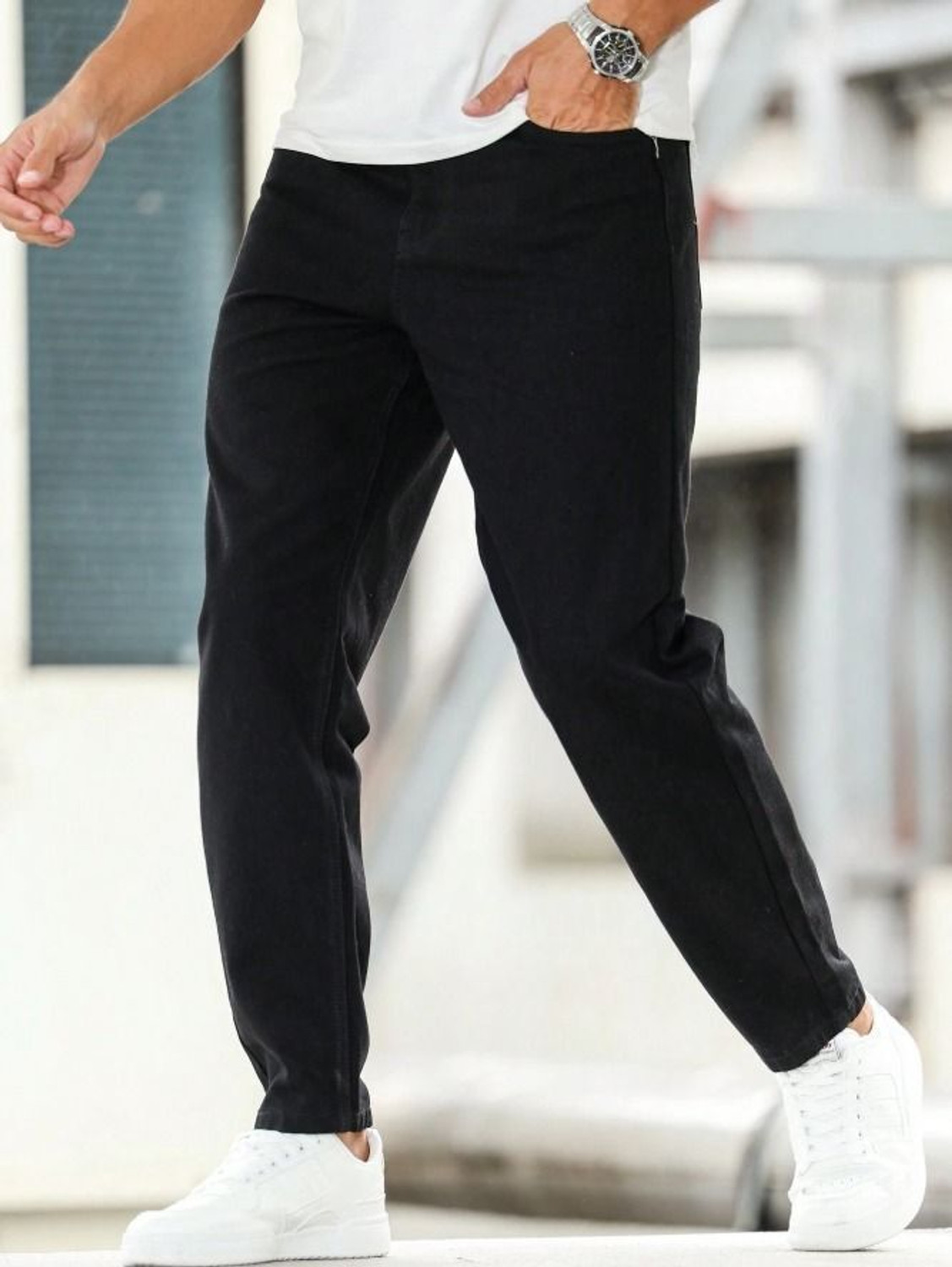 Image of PERISFASHION Relaxed Fit Men Black Jeans
