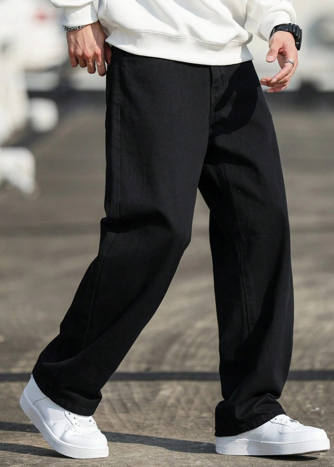 Image of DENIM LOOK Loose Fit Men Black Jeans