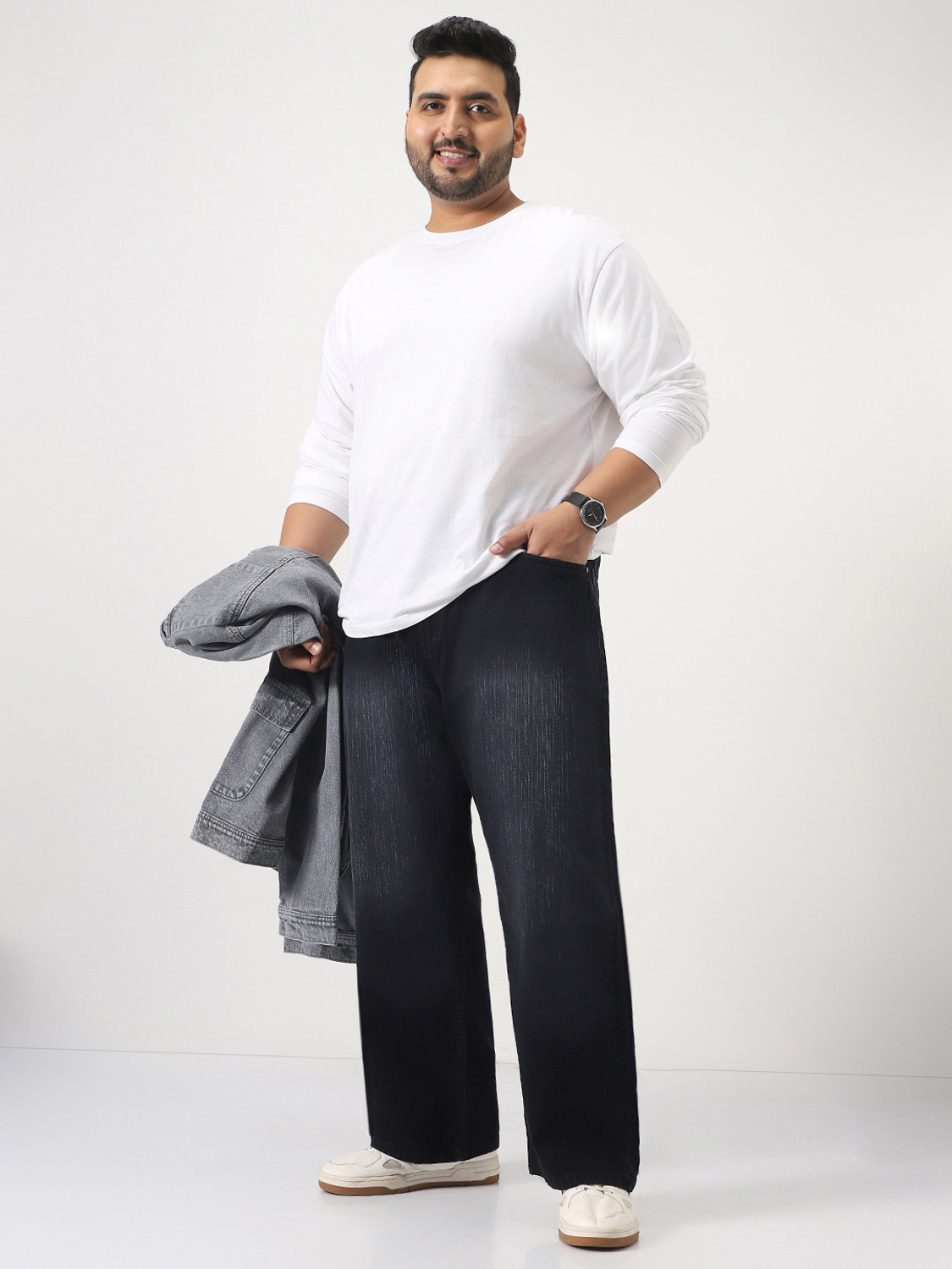 Image of Urbano Plus Loose Fit Men Black Jeans
