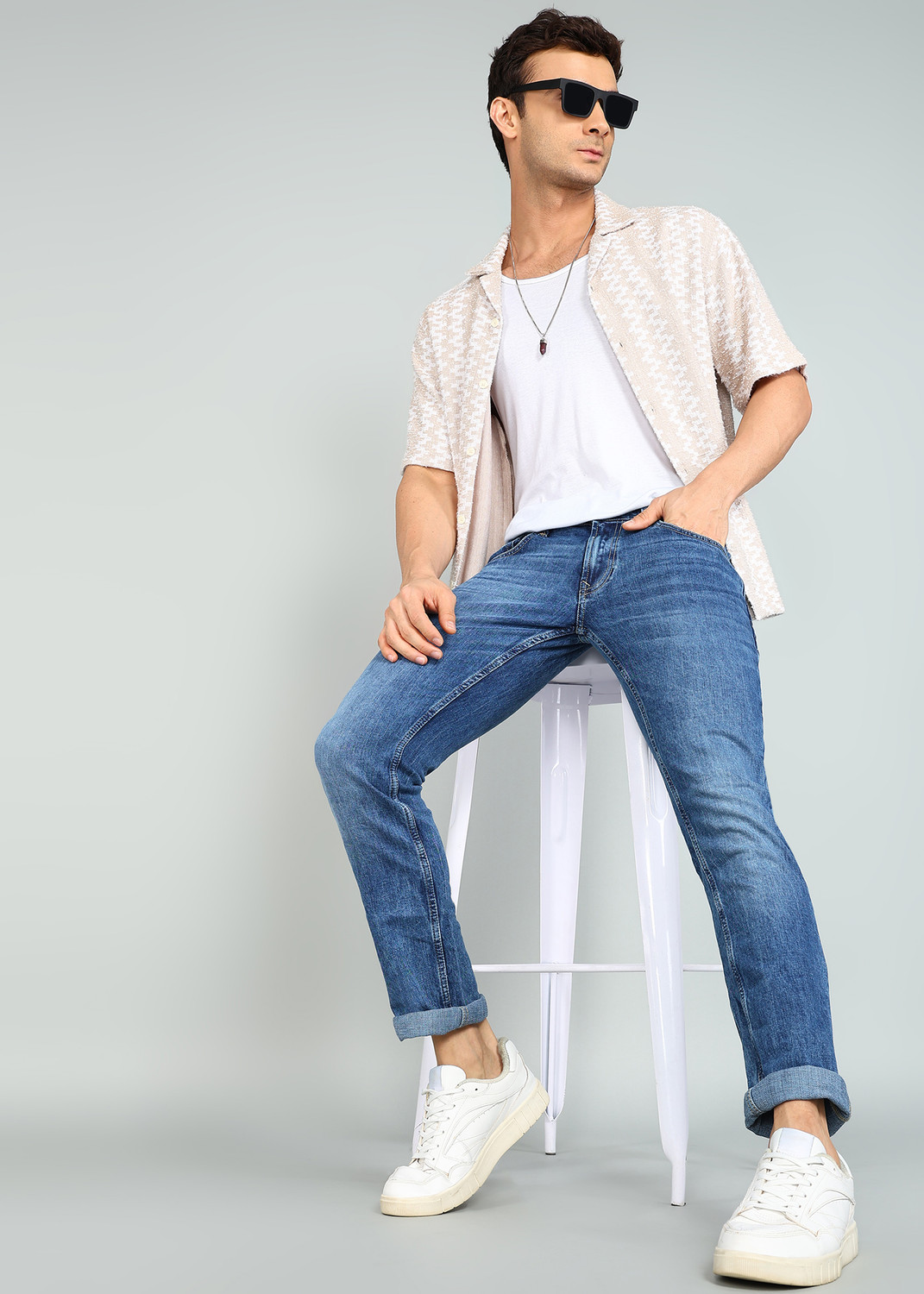 Image of Spykar Regular Men Blue Jeans