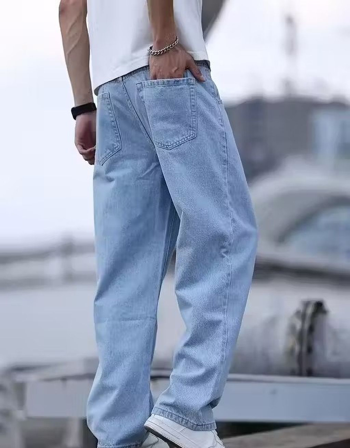 Image of Aamishfashion Straight Fit Men Light Blue Jeans