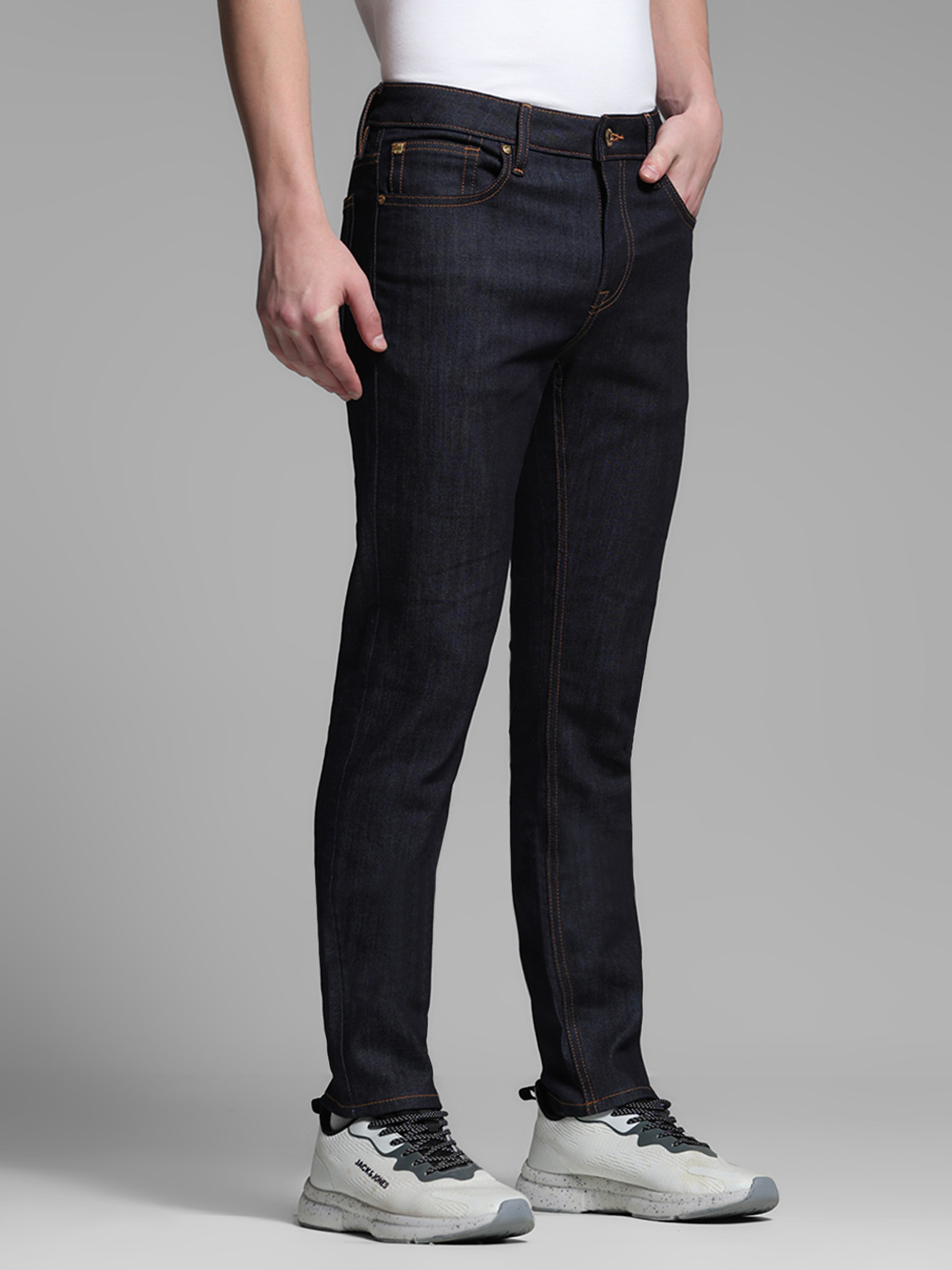 Image of JACK & JONES Slim Men Dark Blue Jeans