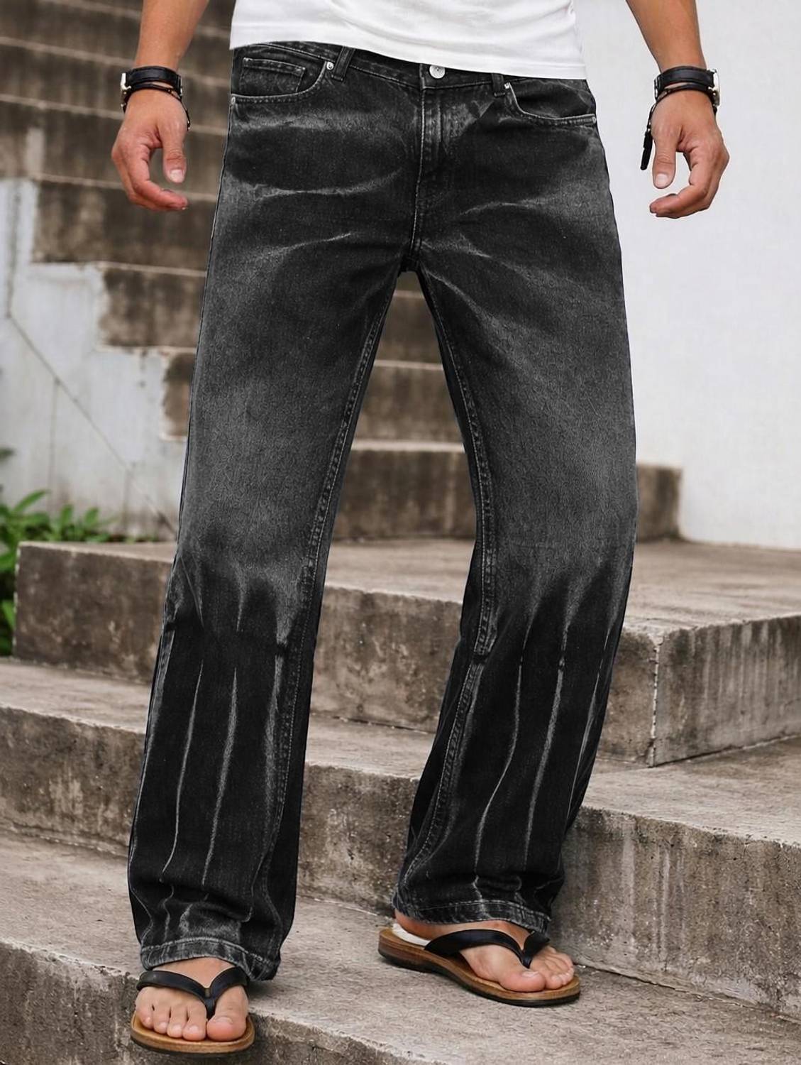 Plus91 Straight Fit Men Black Jeans - Image 1