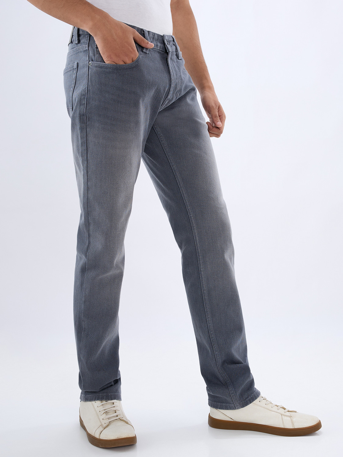 Image of Spykar Regular Men Grey Jeans