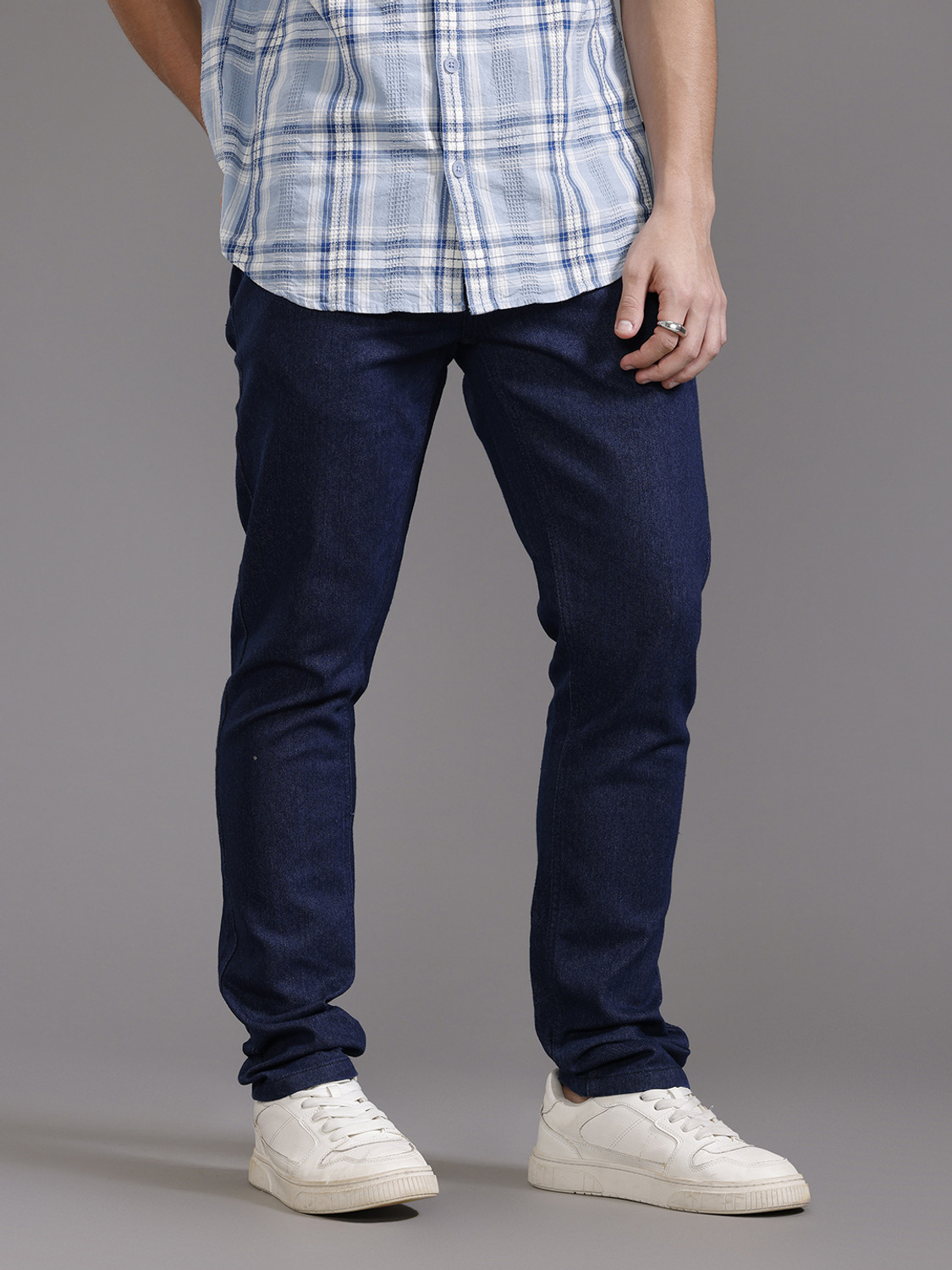 Image of WROGN Slim Men Dark Blue Jeans