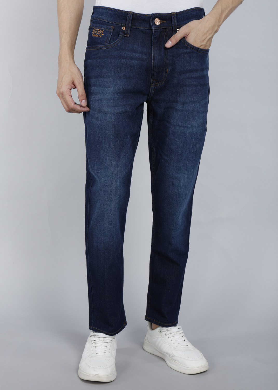 Image of U.S. Polo Assn. Denim Co. Men Slim Mid Rise Blue Jeans