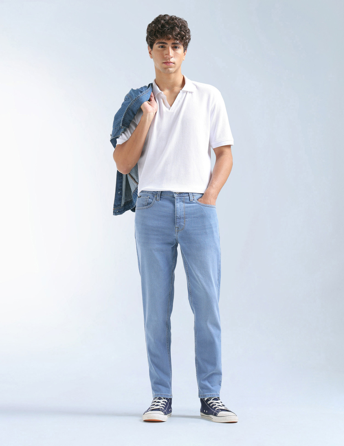 Image of FLYING MACHINE Relaxed Fit Men Blue Jeans