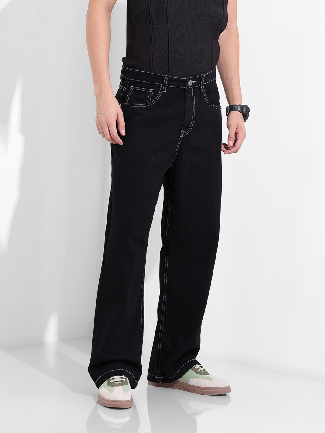 Image of The Indian Garage Co. Relaxed Fit Men Black Jeans