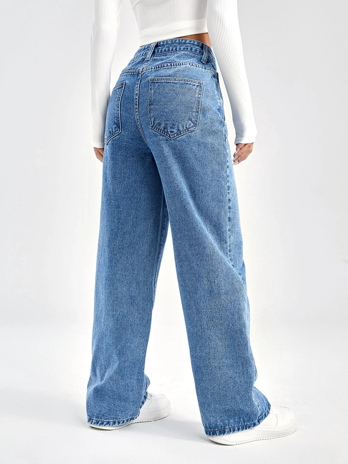 Image of DENIM LOOK Wide Leg Women Light Blue Jeans