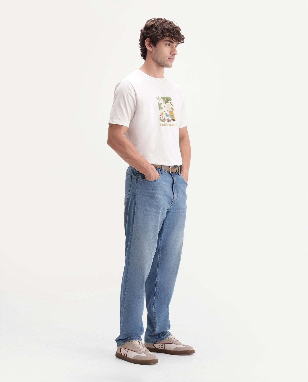 Image of RARE RABBIT Relaxed Fit Men Blue Jeans