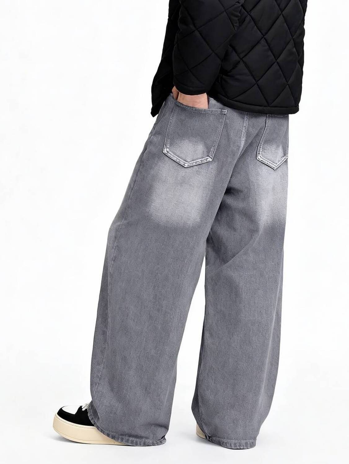 YAMEETFIT Straight Fit Grey Jeans - Image 2