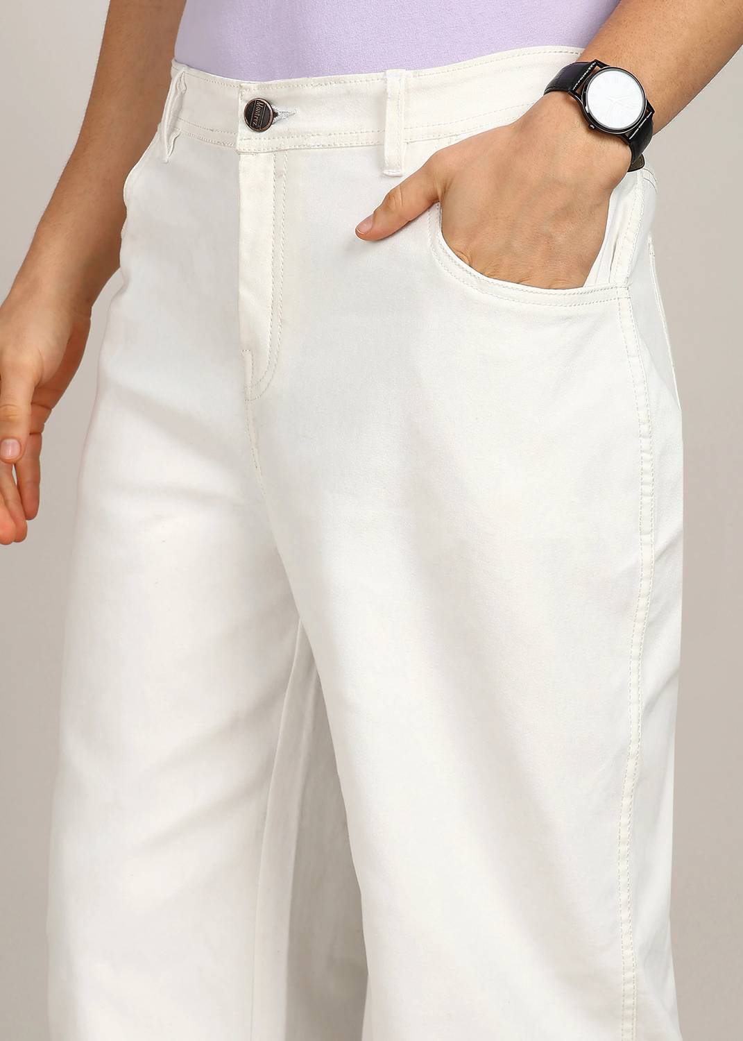 MONTREZ Straight Fit Men White Jeans - Image 4