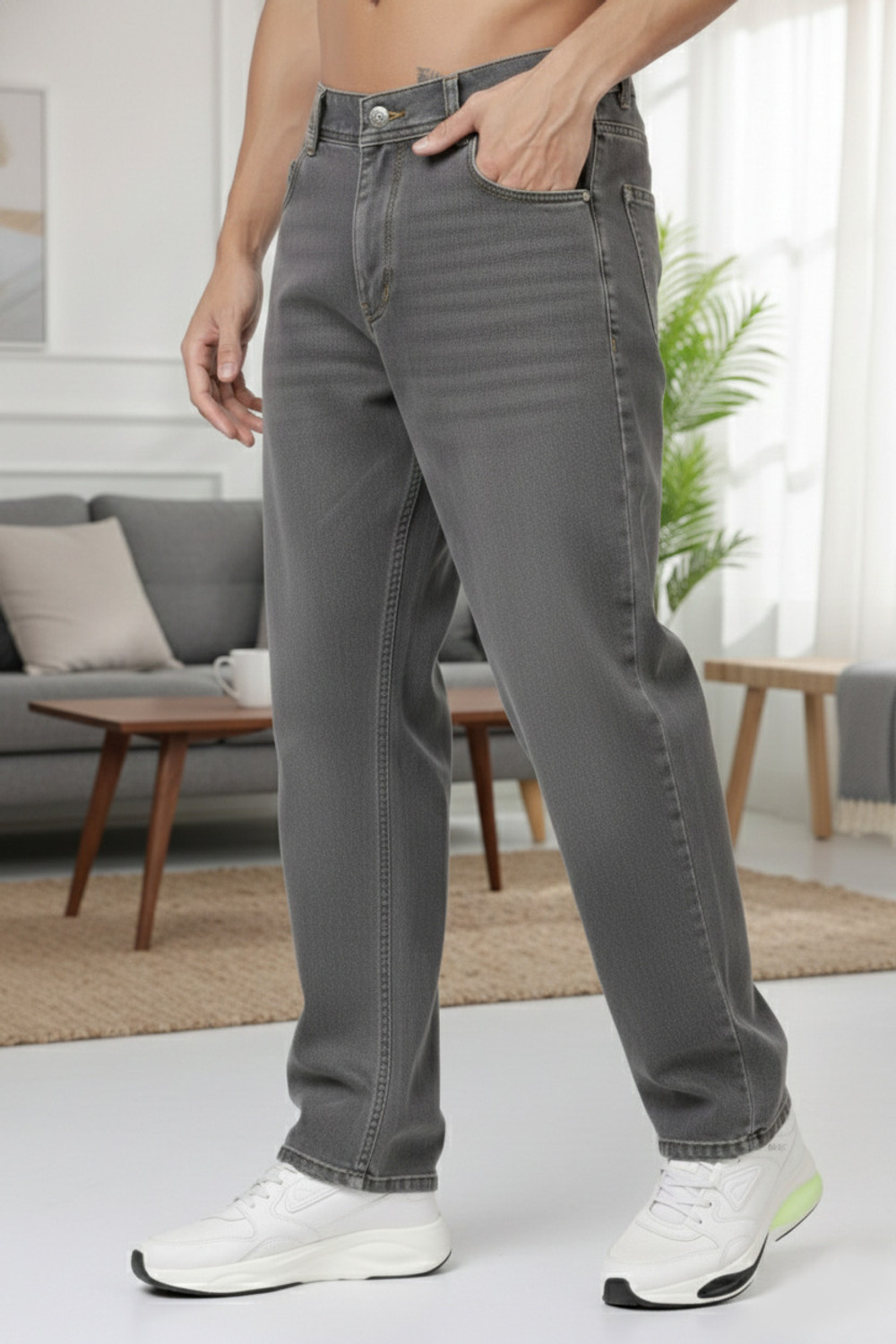Image of ZAYSH Loose Fit Men Grey Jeans