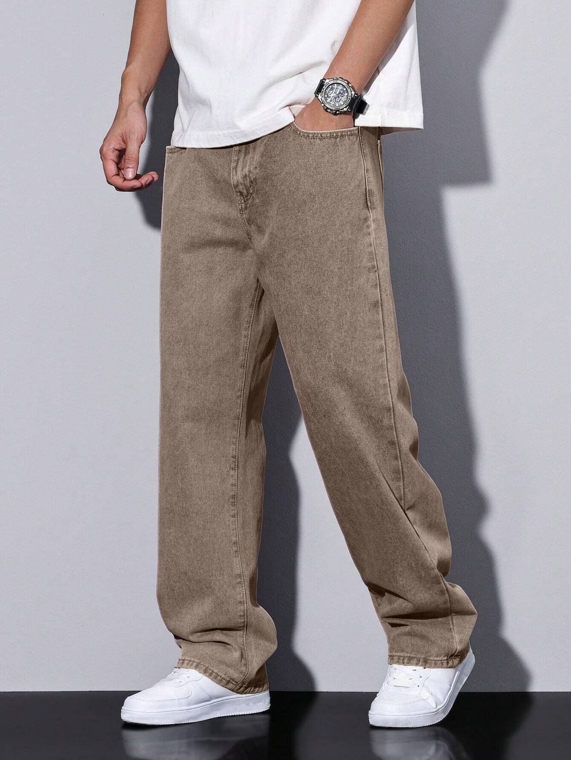 Plus91 Loose Fit Men Brown Jeans - Image 4