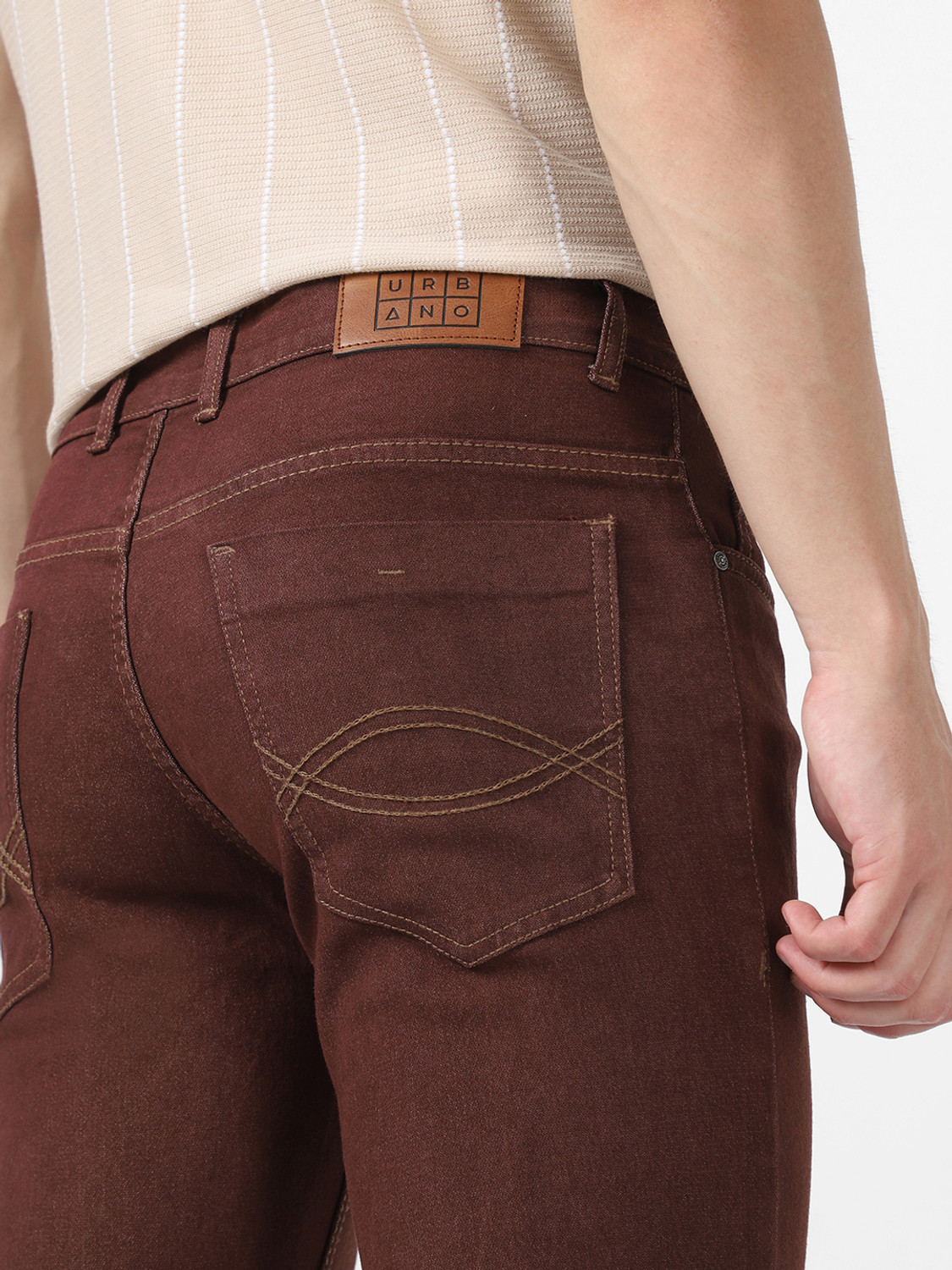 Image of Urbano Fashion Boot-Leg Men Brown Jeans