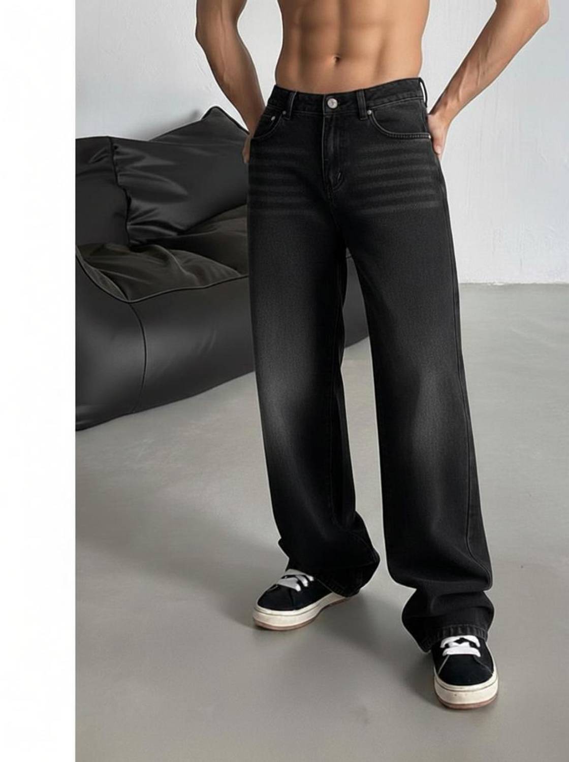 gntrends Straight Fit Men Black Jeans