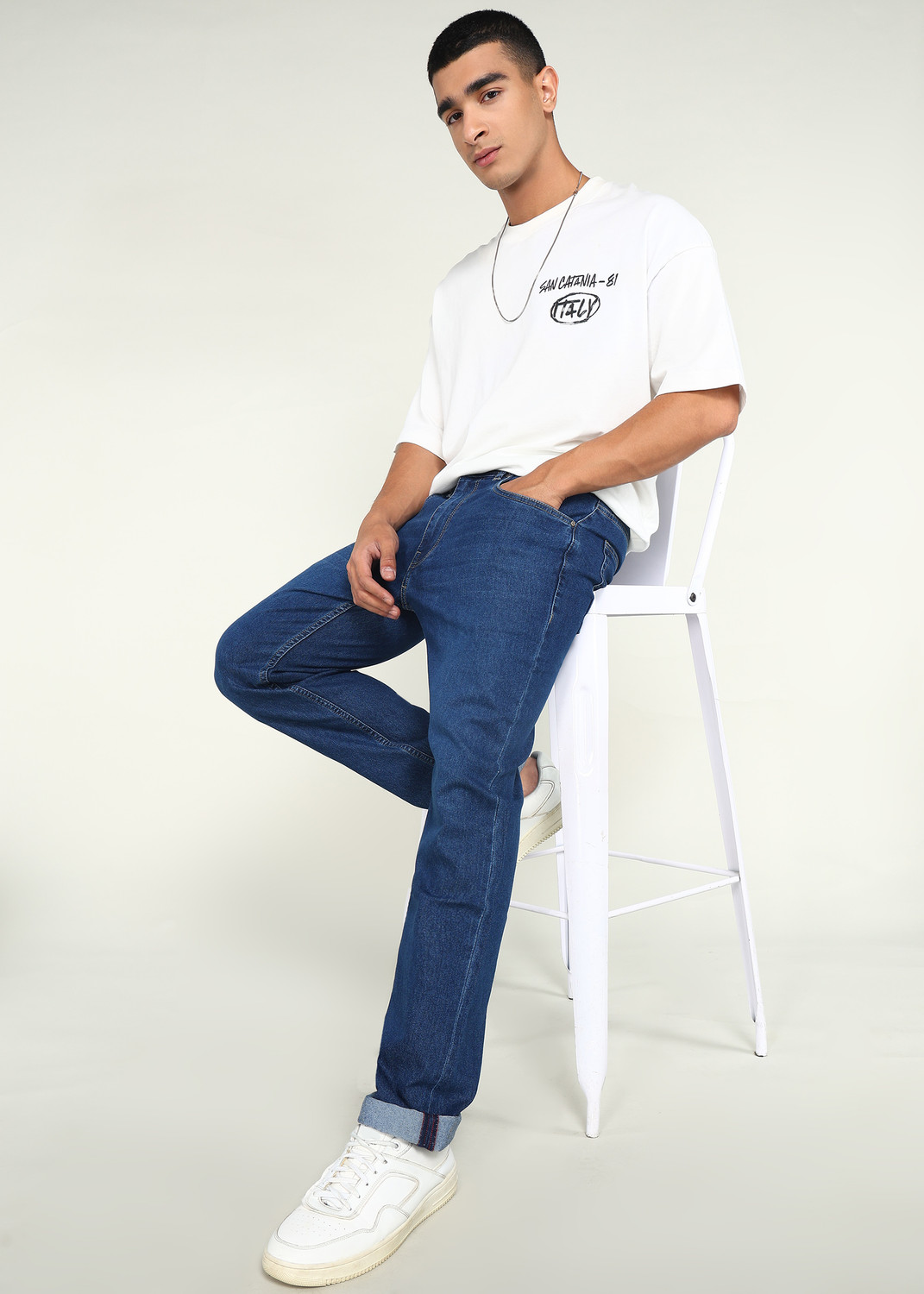Image of BEING HUMAN Straight Fit Men Blue Jeans