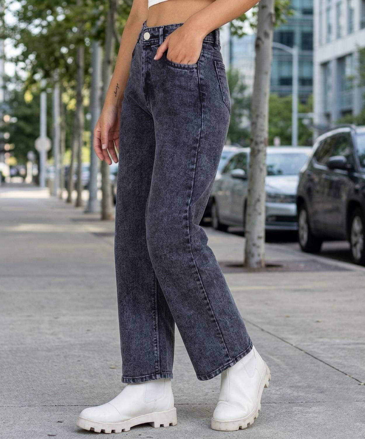 A1TUFF Wide Leg Women Dark Blue Jeans