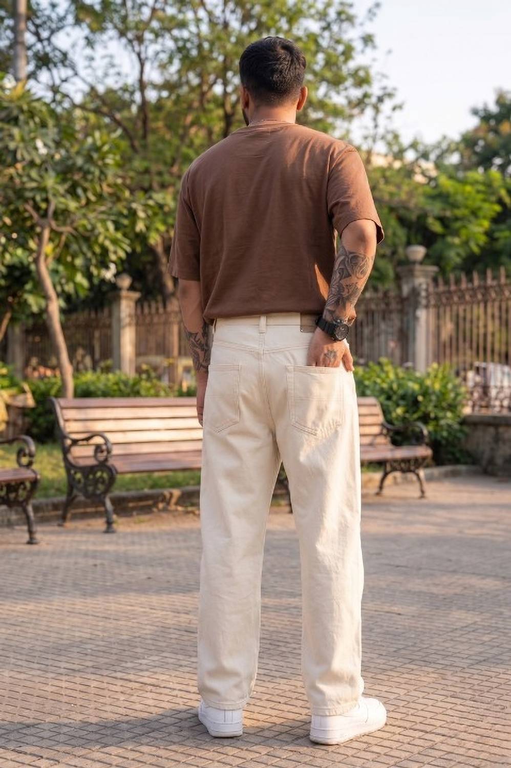WAYKING Loose Fit Men Beige Jeans - Image 2