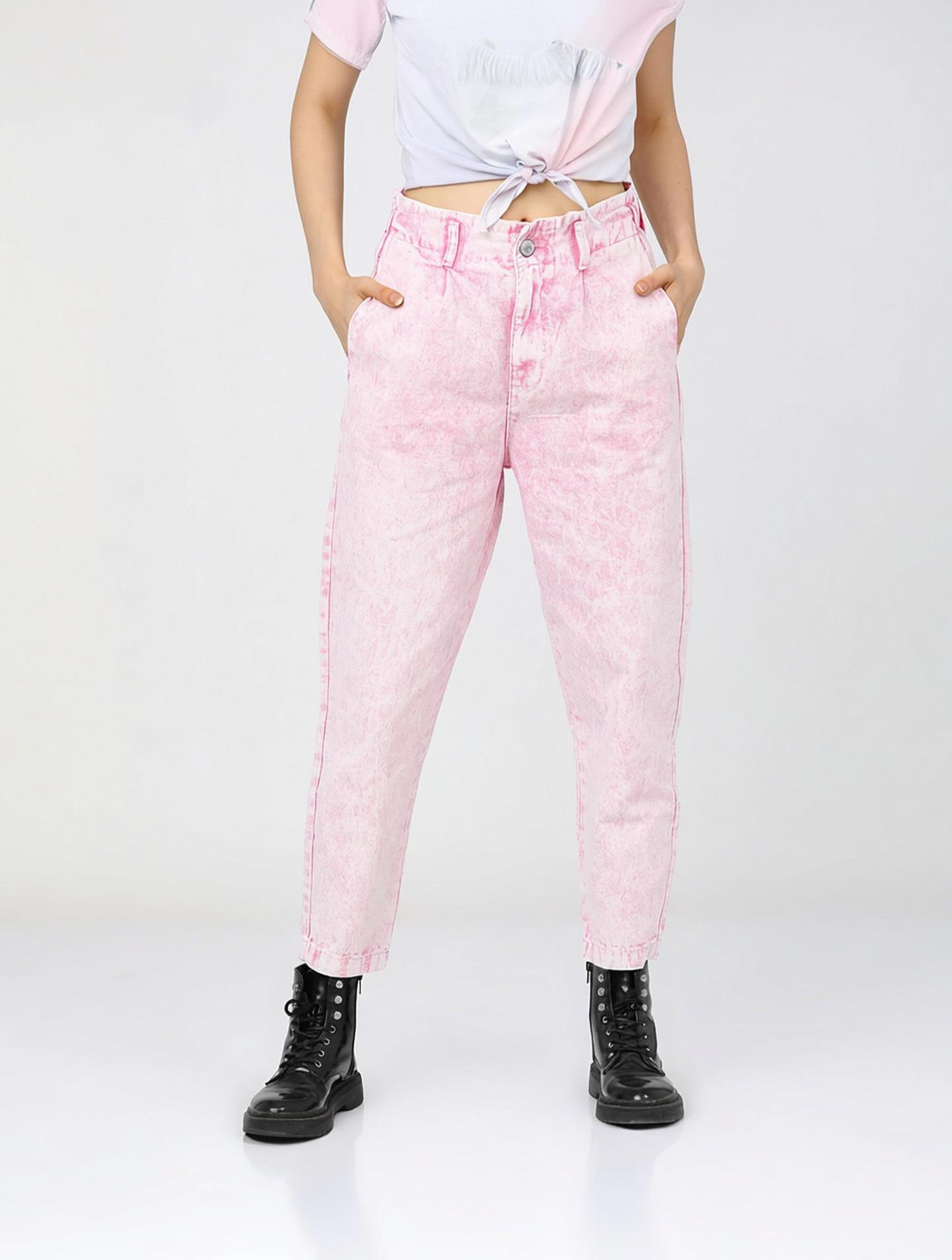 Image of Tokyo Talkies Mom Fit Women Pink Jeans