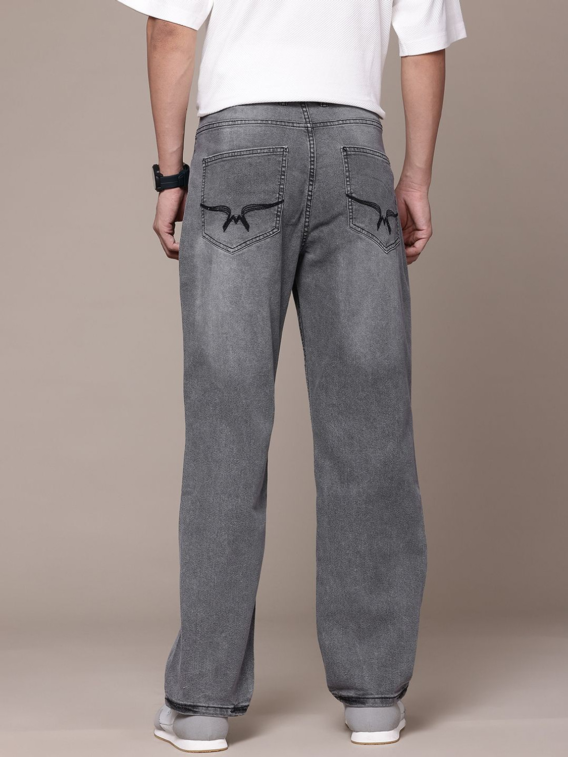Image of Roadster Straight Fit Men Grey Jeans
