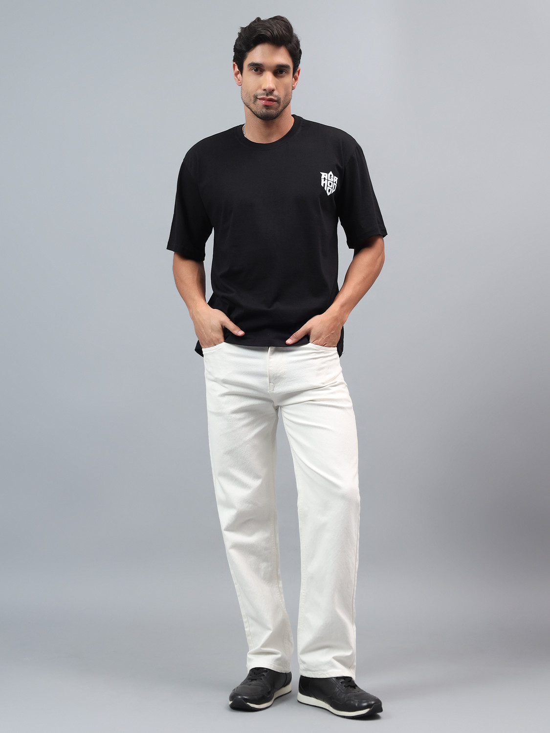Image of ANGERHOOD Straight Fit Men White Jeans