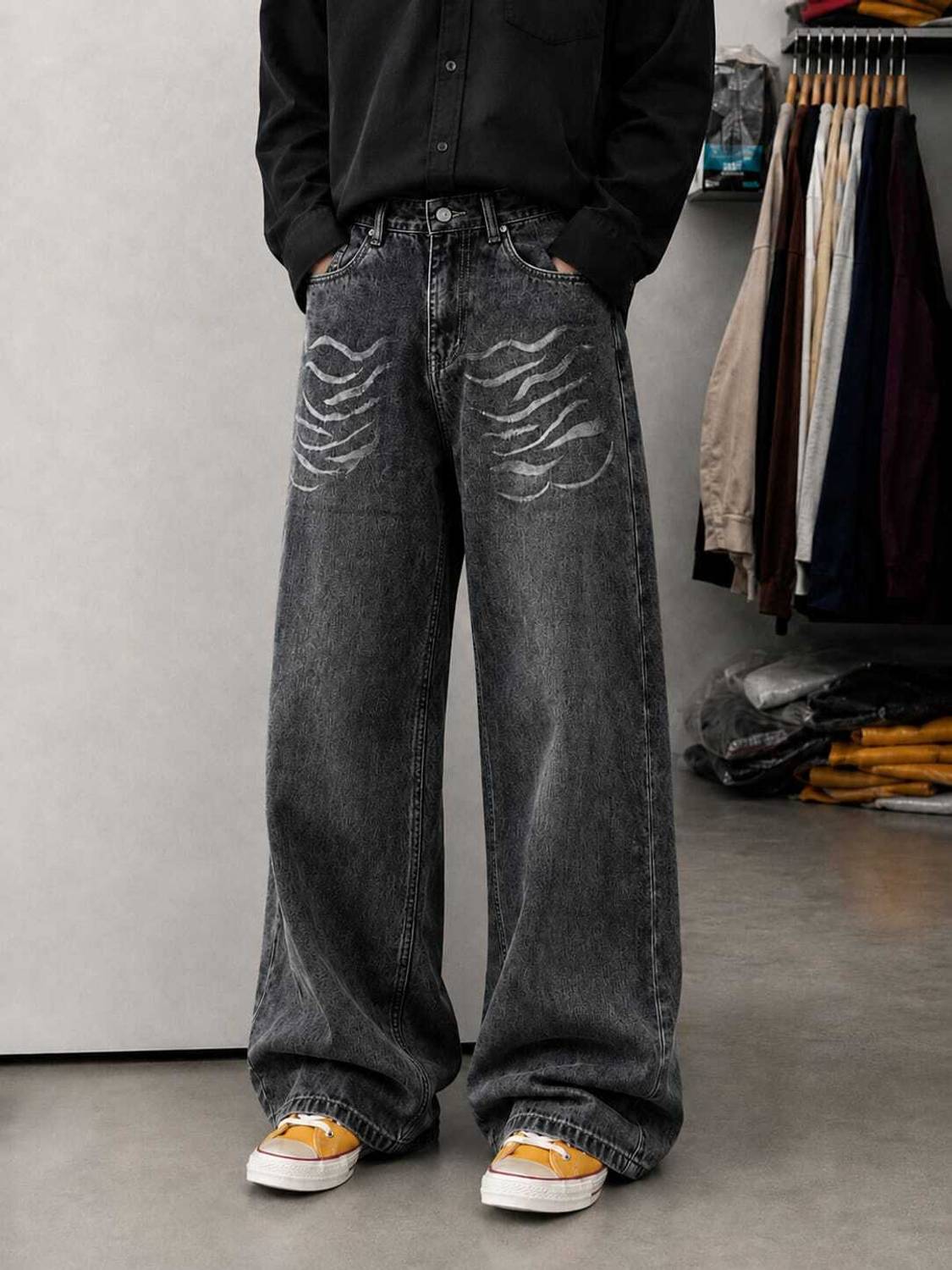 Sayra Ecom Baggy Fit Men & Women Grey Jeans
