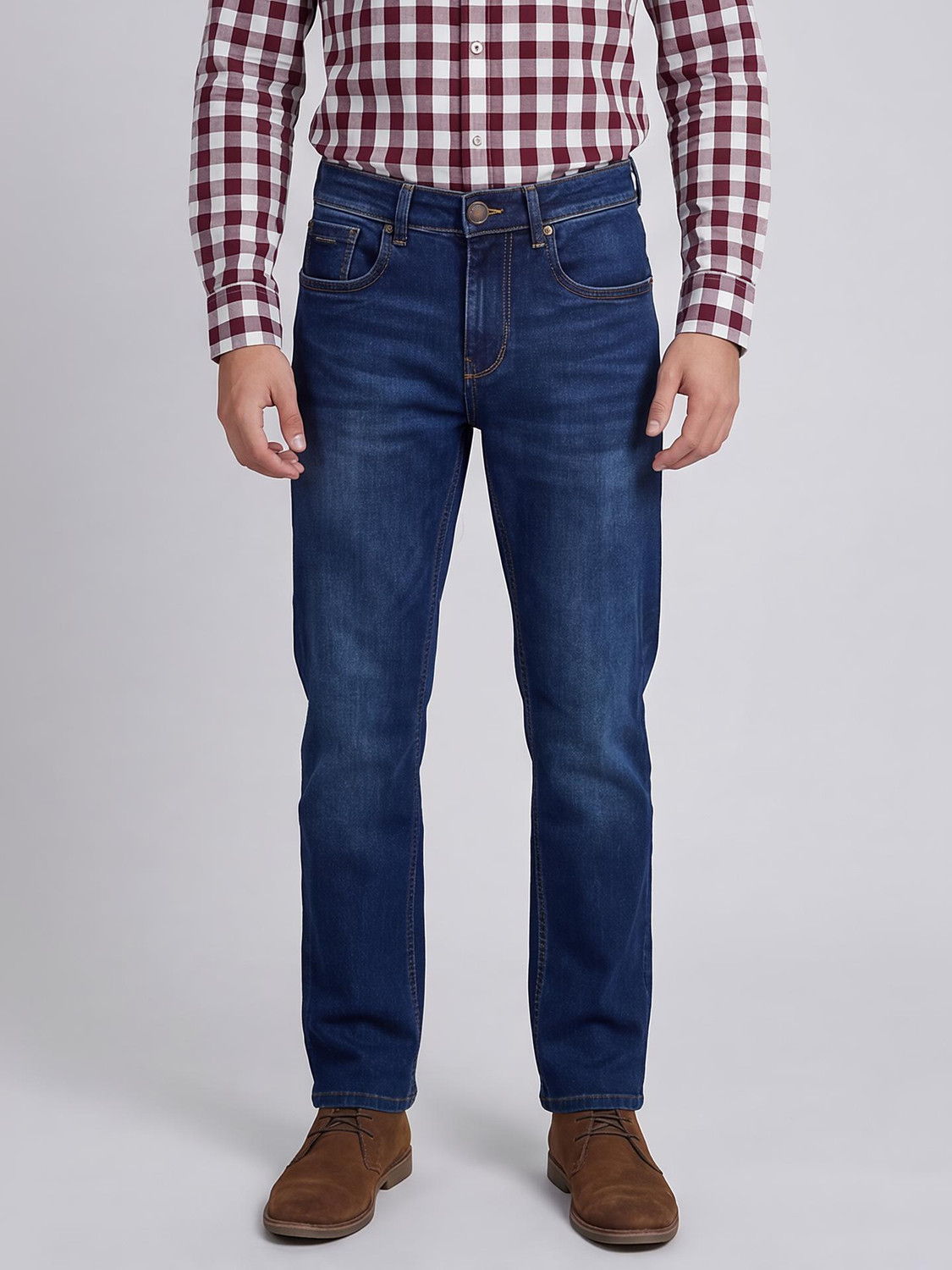 Image of KILLER Men Slim Mid Rise Dark Blue Jeans