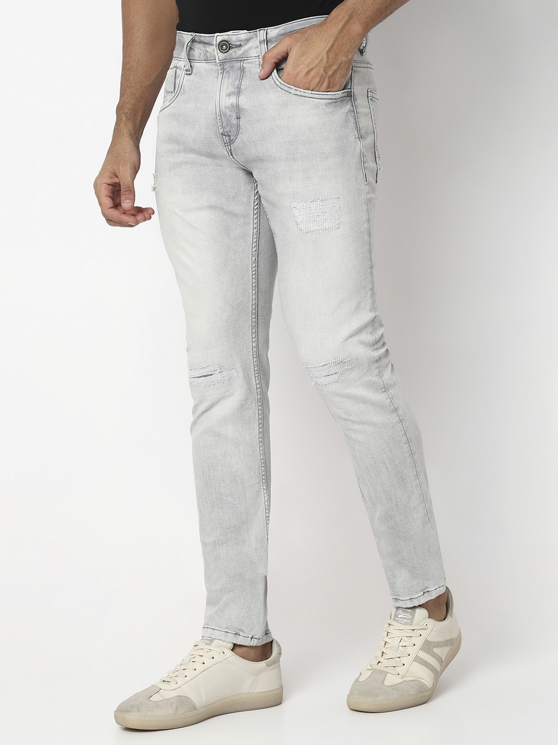 Image of Spykar Men Slim Low Rise Grey Jeans