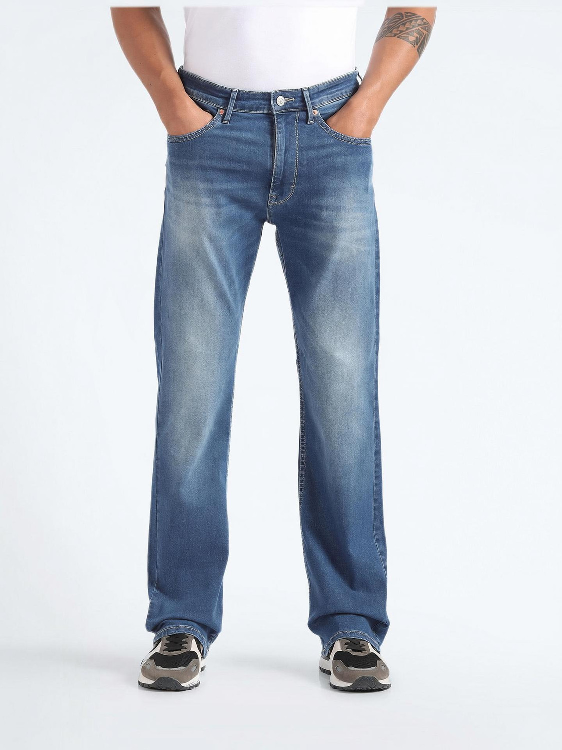 Image of FLYING MACHINE Boot-Leg Men Blue Jeans