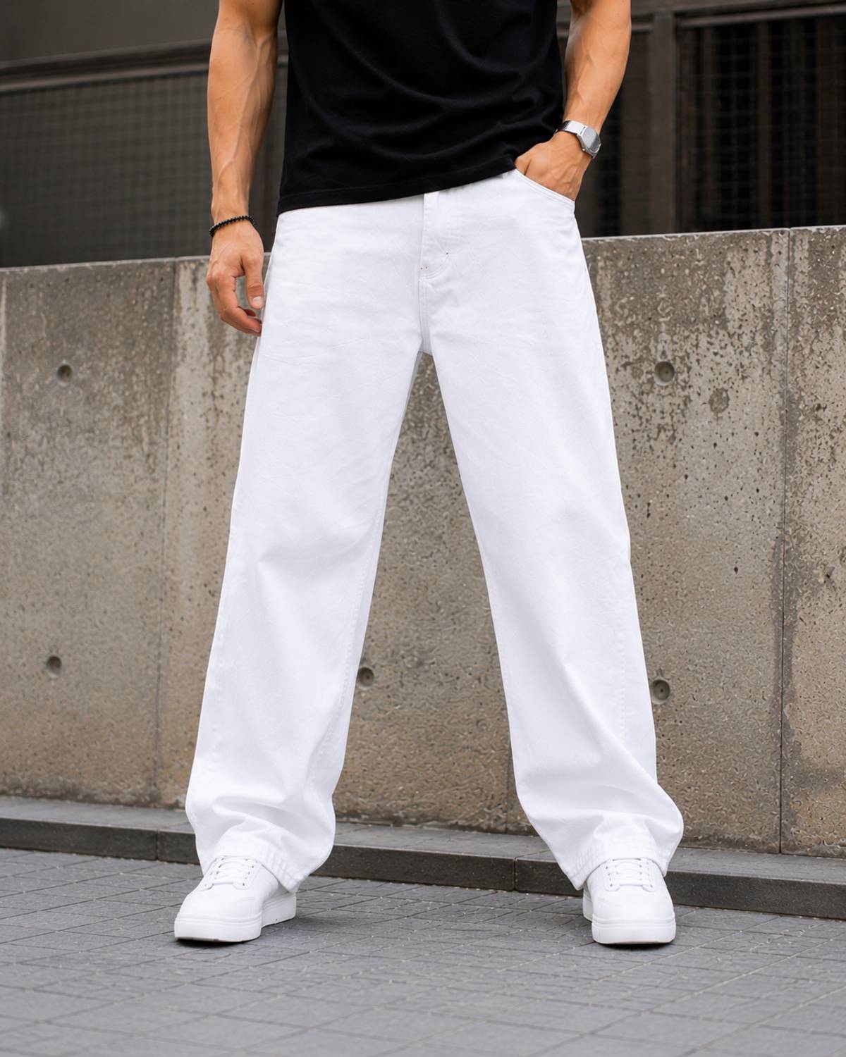 James Webb Loose Fit Men White Jeans - Image 3
