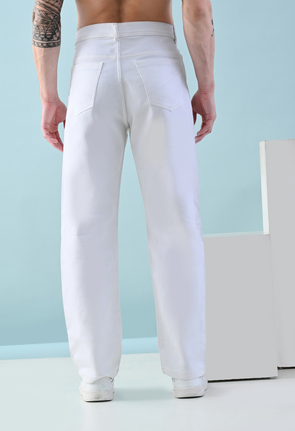 Image of Moda Rapido Loose Fit Men White Jeans
