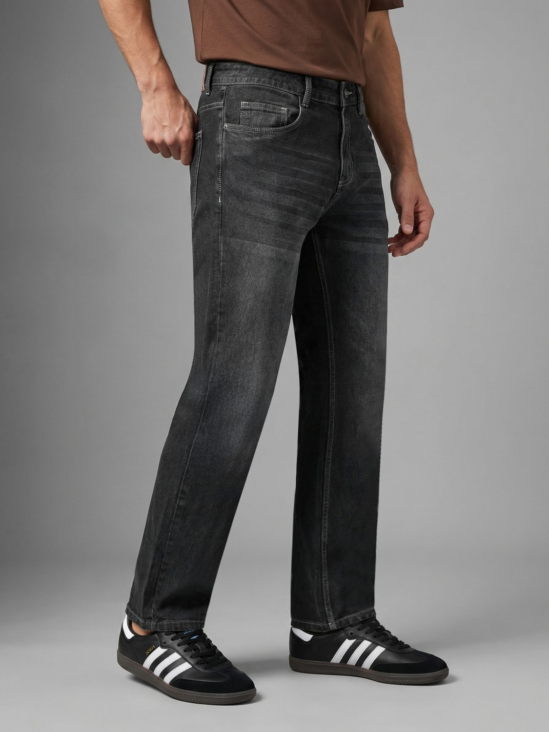 Image of Urbano Fashion Relaxed Fit Men Grey Jeans