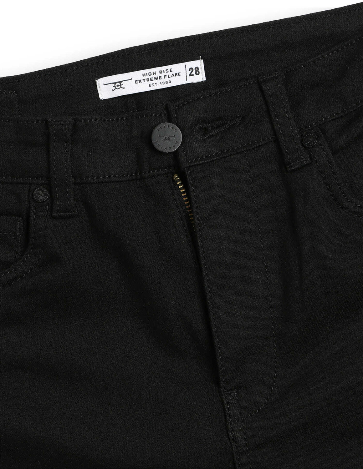 Image of FLYING MACHINE Women Flared High Rise Black Jeans
