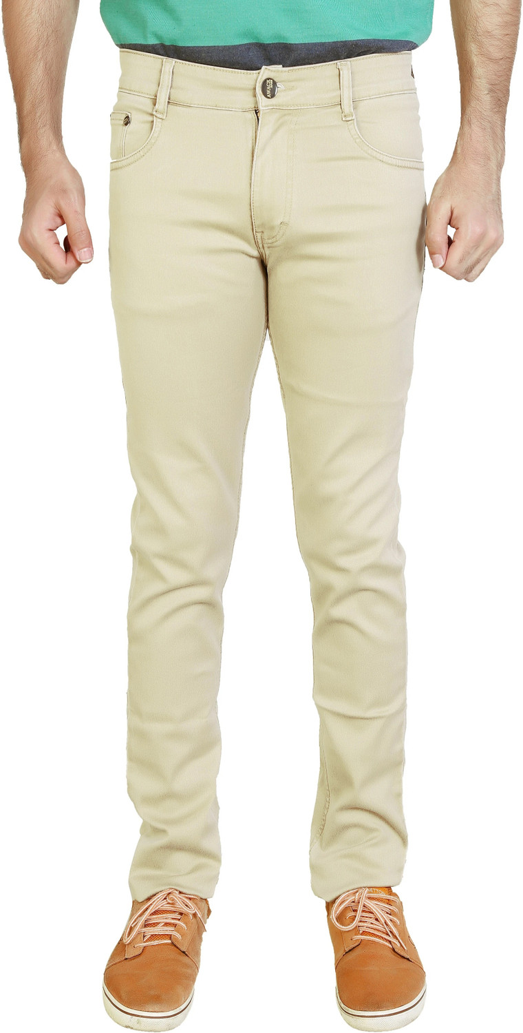 Image of AWACK Regular Men Beige Jeans