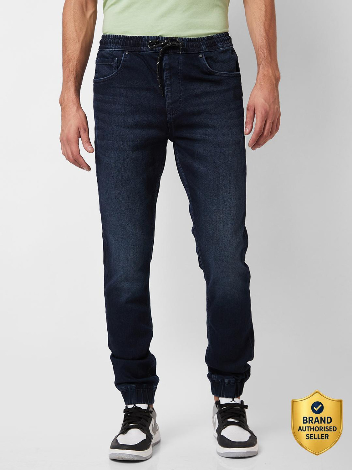 Image of Spykar Jogger Fit Men Dark Blue Jeans