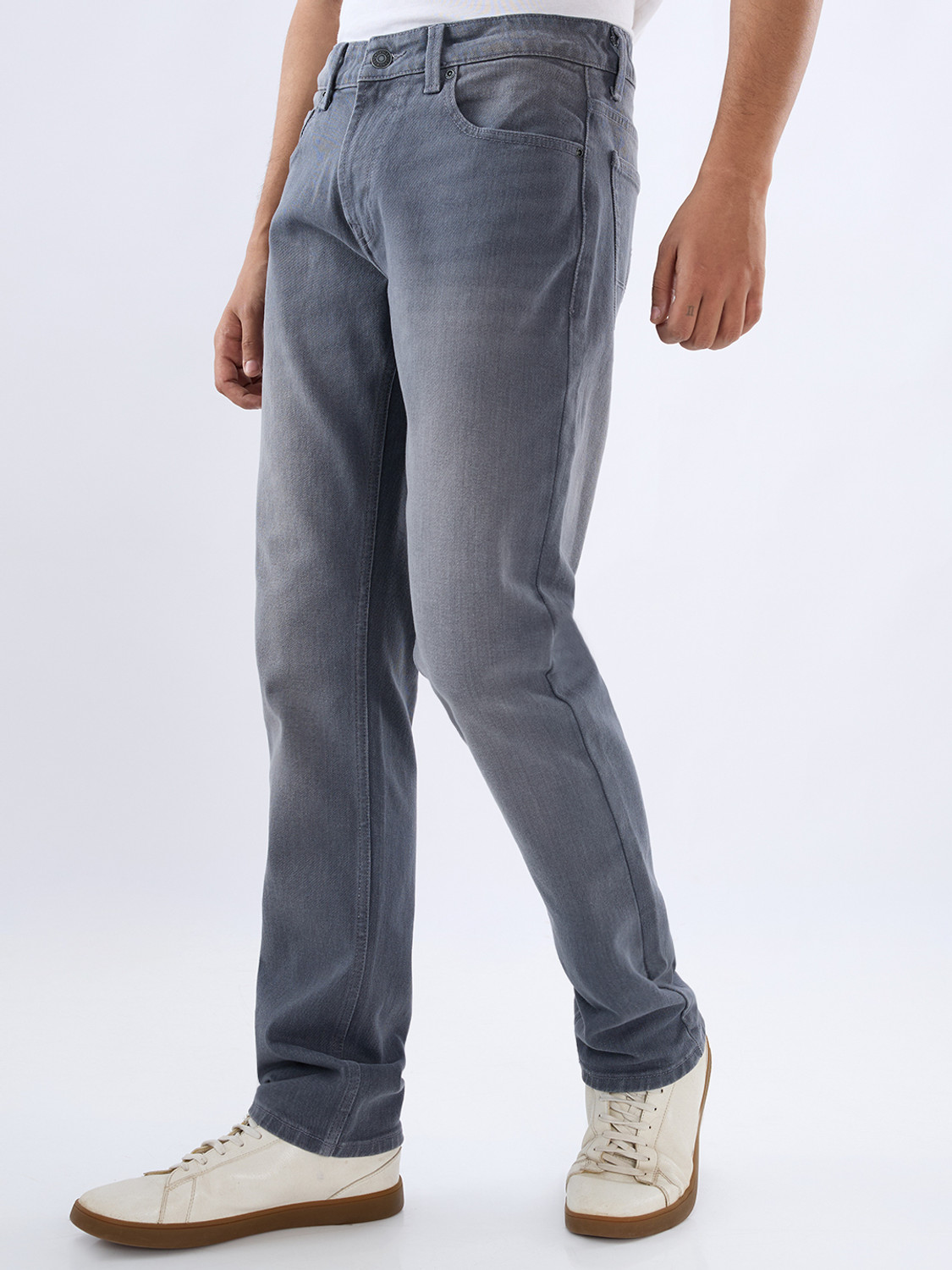 Image of Spykar Regular Men Grey Jeans