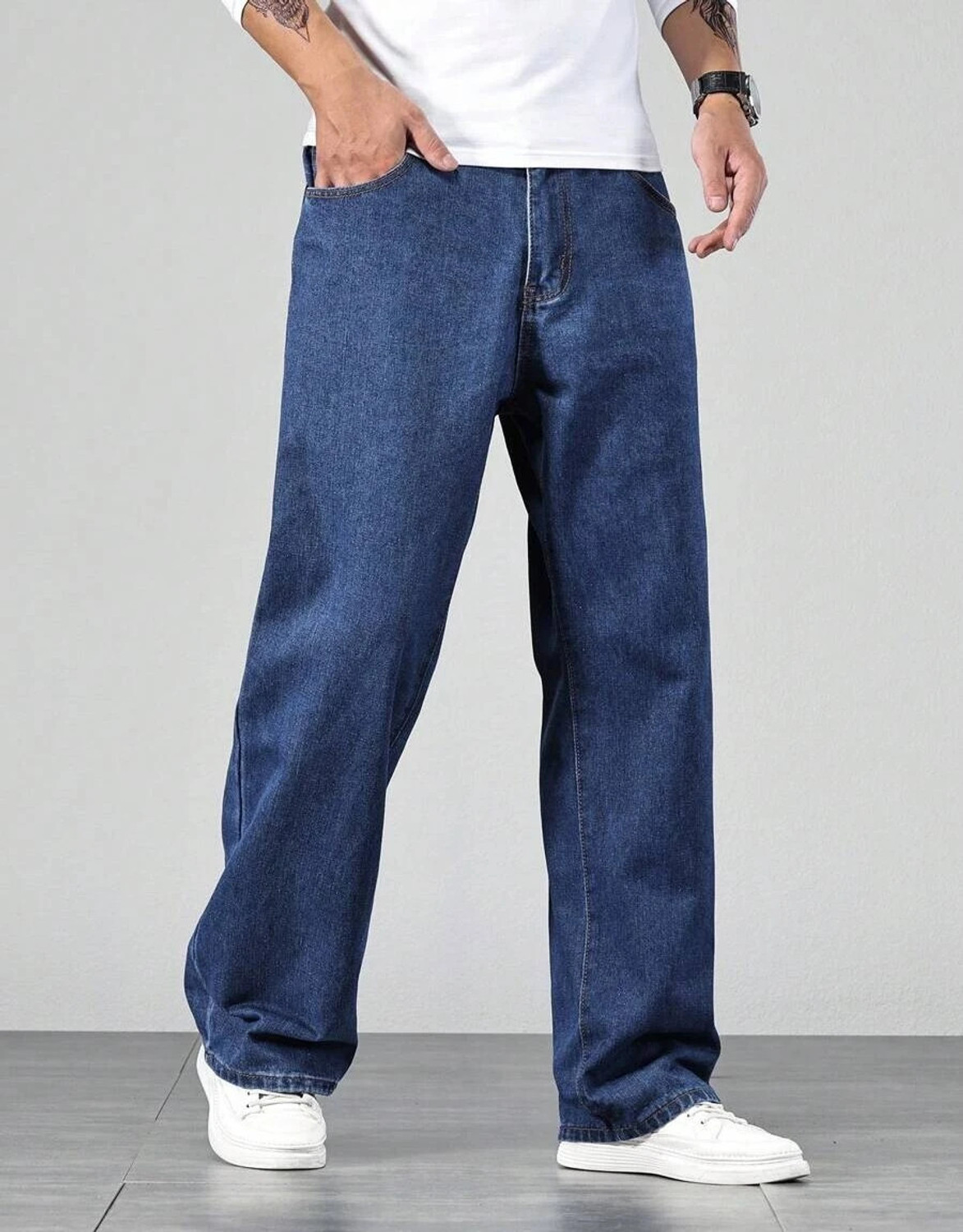 Image of DENIM LOOK Loose Fit Men Dark Blue Jeans