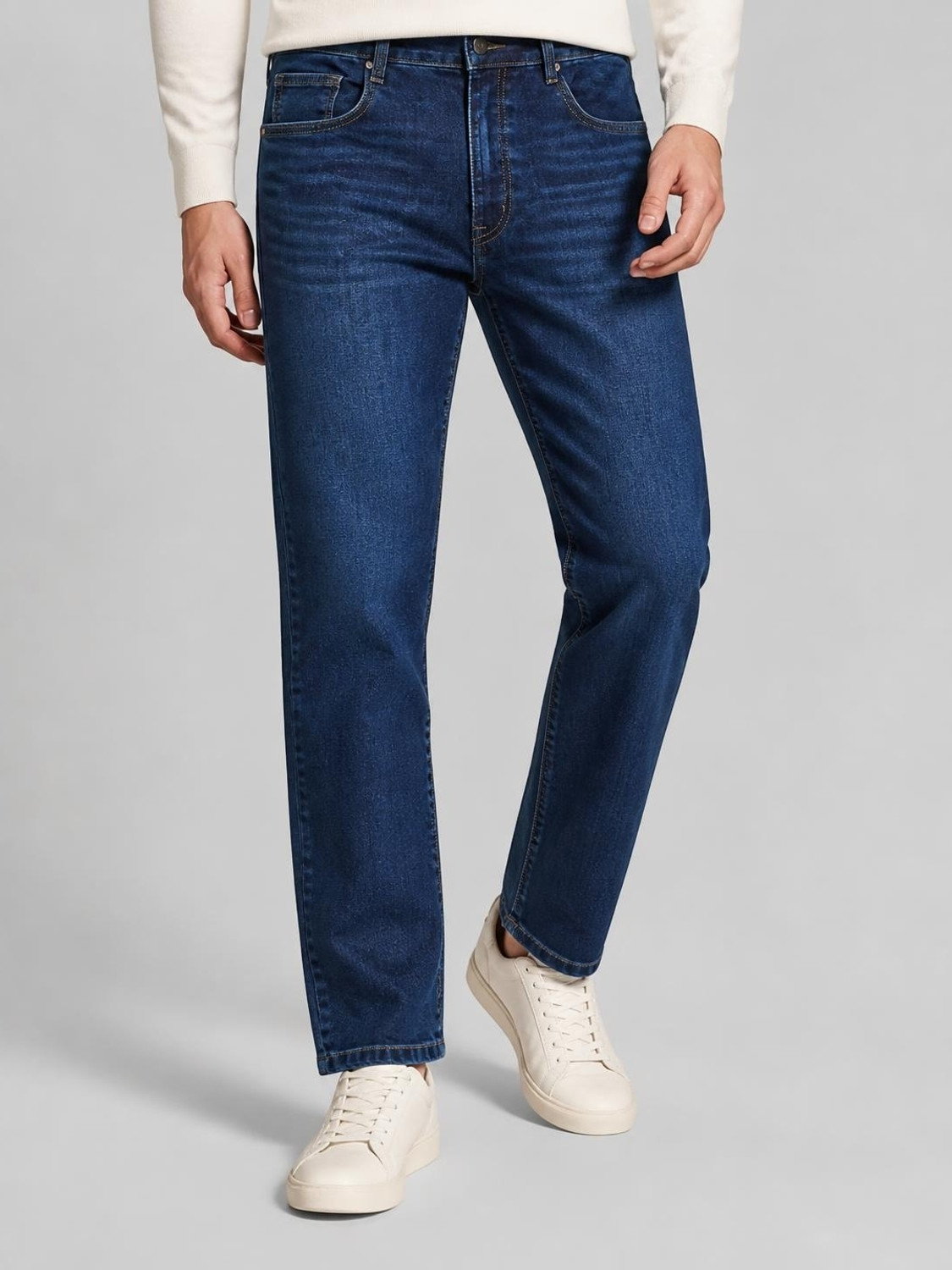 Image of SPARKY Men Straight Fit Mid Rise Dark Blue Jeans