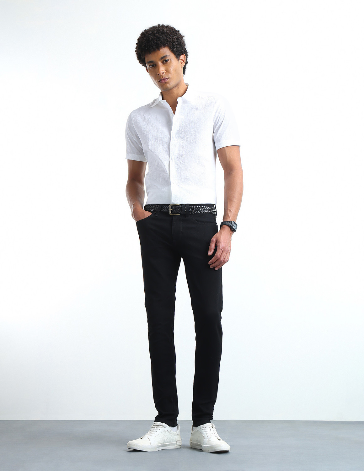 Image of FLYING MACHINE Men Skinny Mid Rise Black Jeans