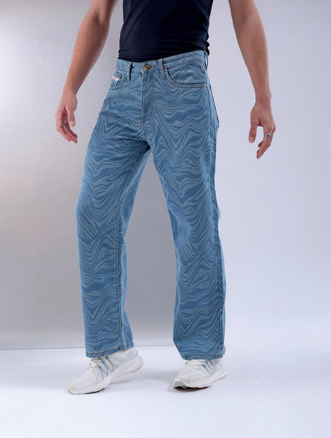 Image of The Indian Garage Co. Relaxed Fit Men Blue, Light Blue Jeans