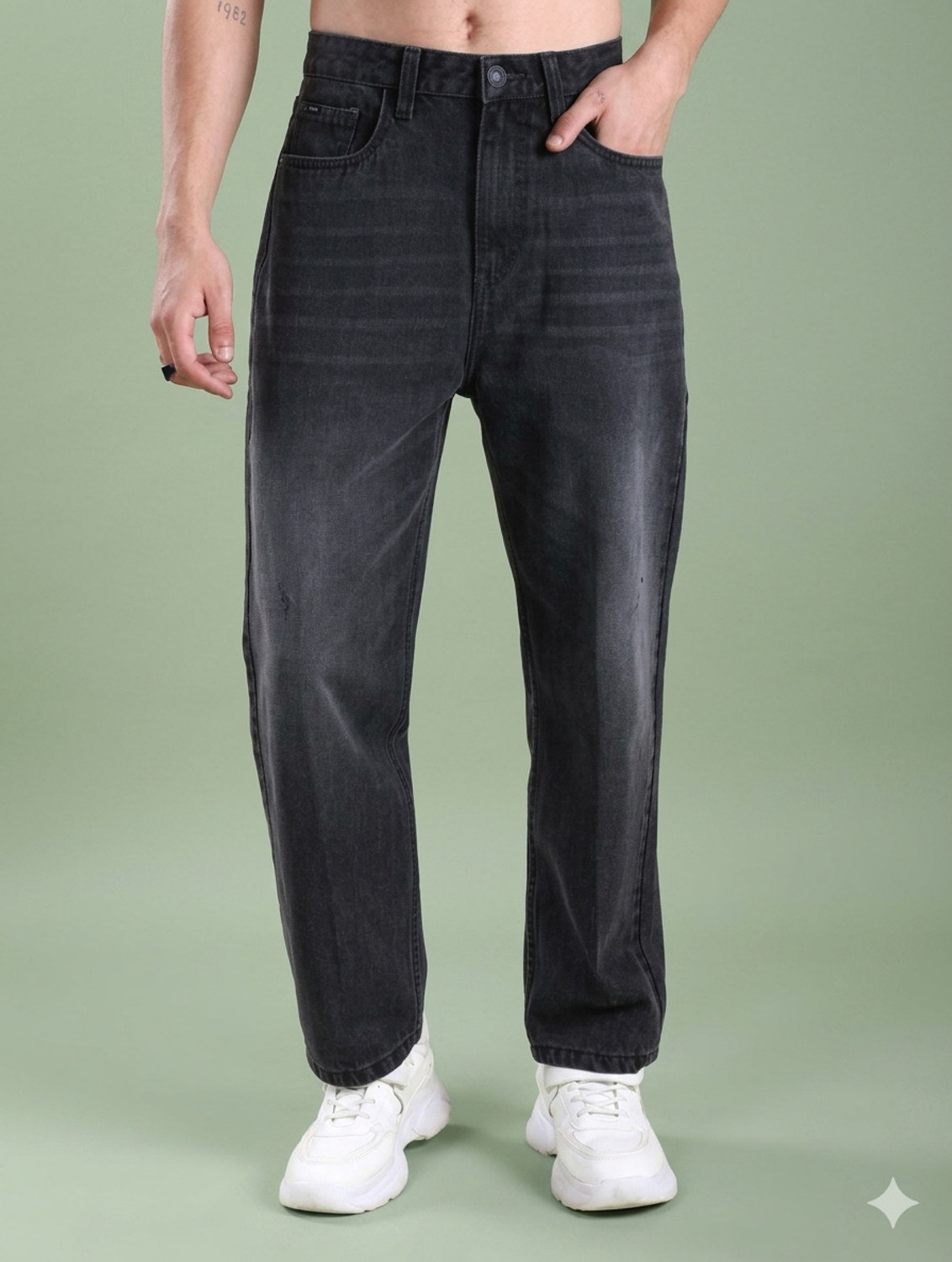 Image of RKDENIM Straight Fit Men Black Jeans