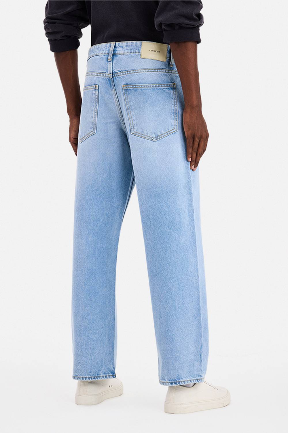 Snitch Men Loose Fit Mid Rise Light Blue Jeans - Image 5