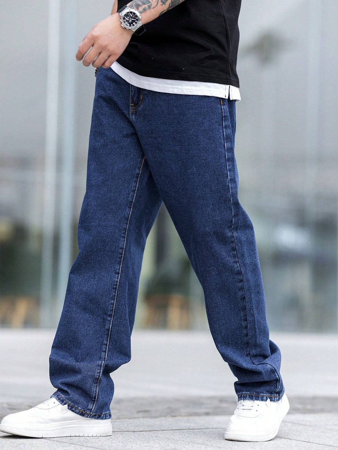 Image of DENIM LOOK Relaxed Fit Men Dark Blue Jeans