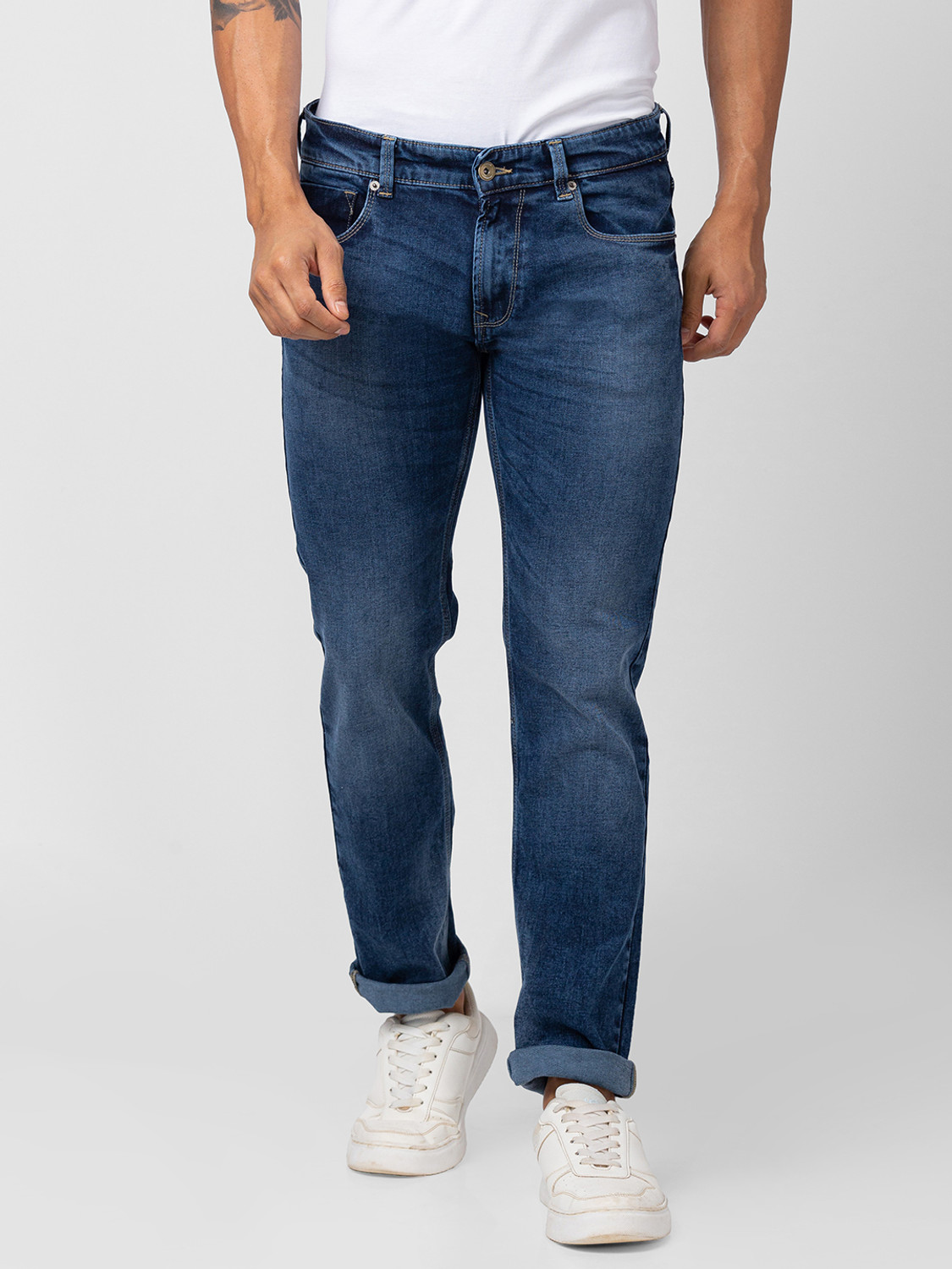 Image of Spykar Relaxed Fit Men Blue Jeans