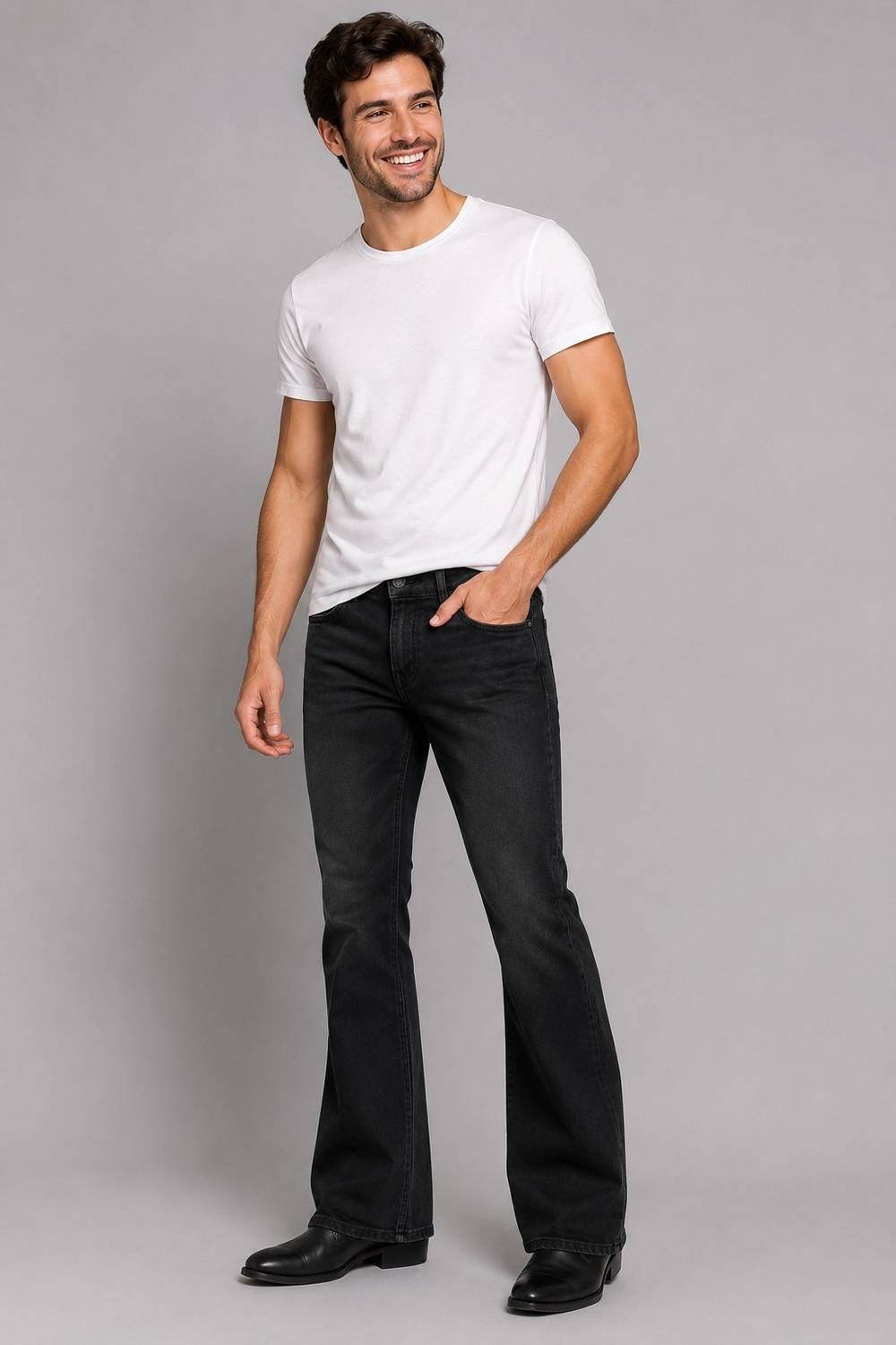 MM-21 Fashion Flared Black Jeans - Image 5