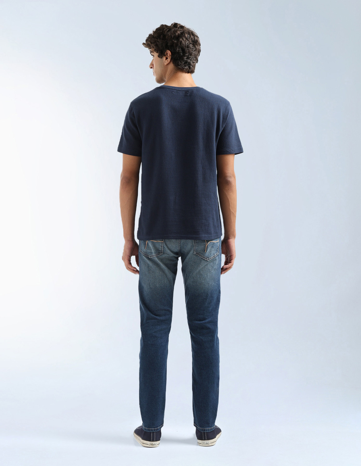 Image of FLYING MACHINE Tapered Fit Men Blue Jeans