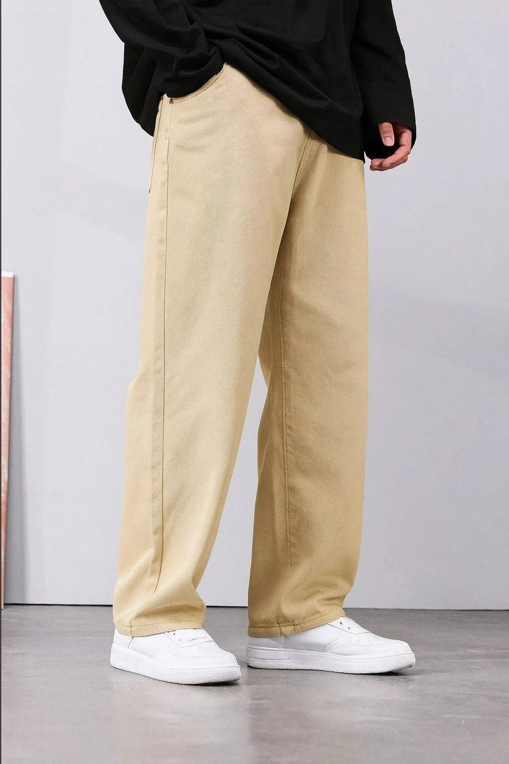 BOSWUD Straight Fit Men Beige Jeans - Image 2