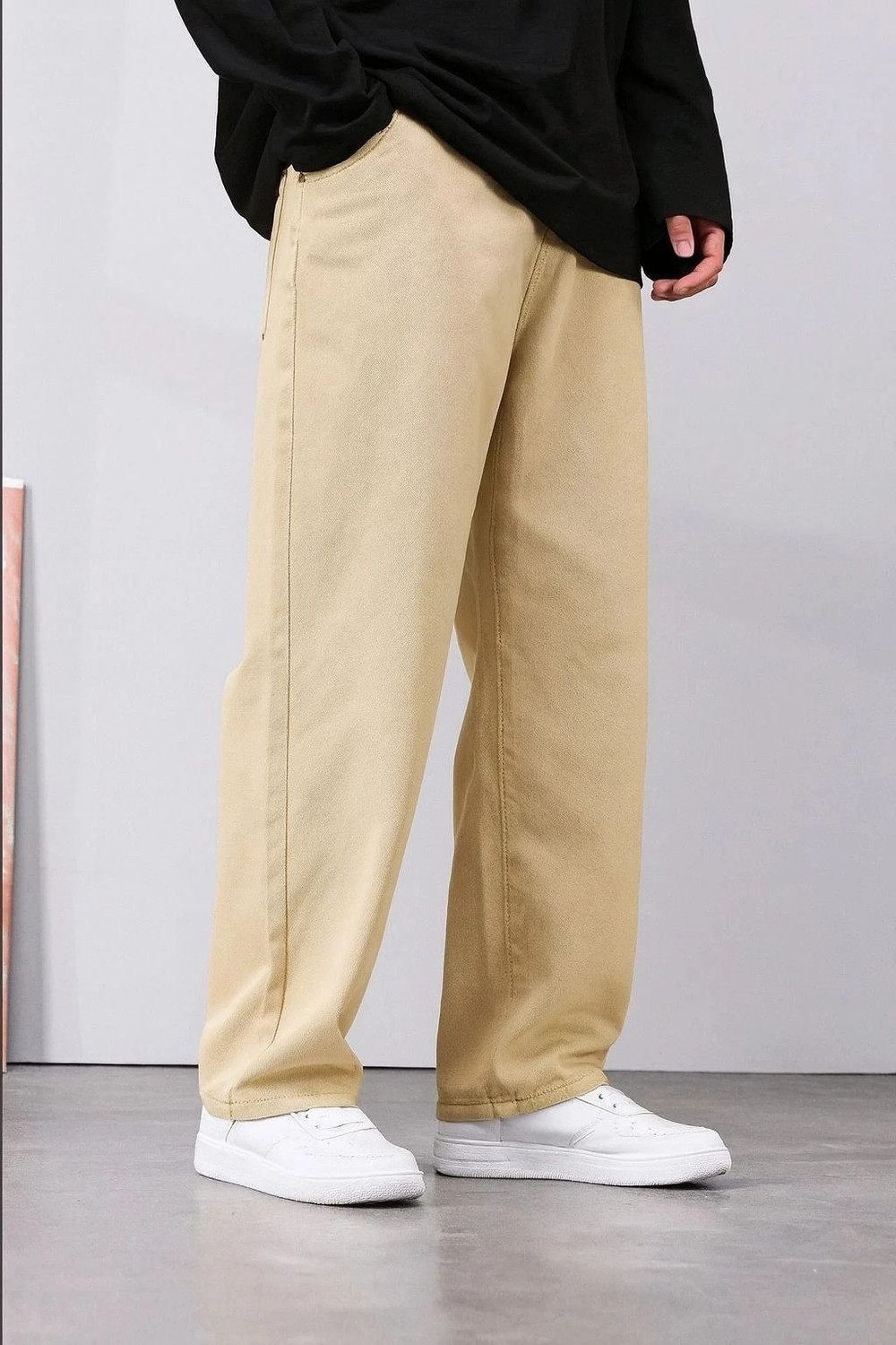 Image of DENIM DUCH Loose Fit Men Beige Jeans